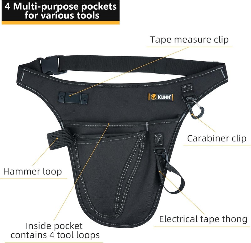KUNN Garden Tool Organizer Belt Multifunctional Work Apron Pouch for Gardeing Florist Plumbing,Black - Image 2